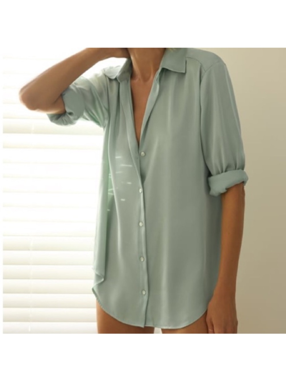 Zara satin effect button down in blue size M